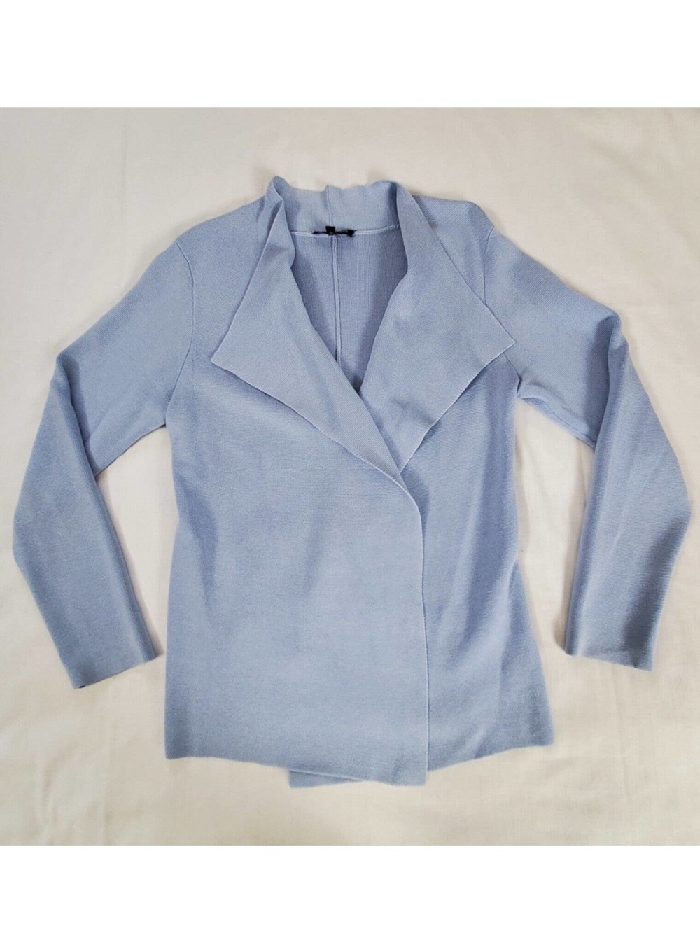 Eileen Fisher Light Blue Open Front Cardigan silk cotton medium petite MP PM